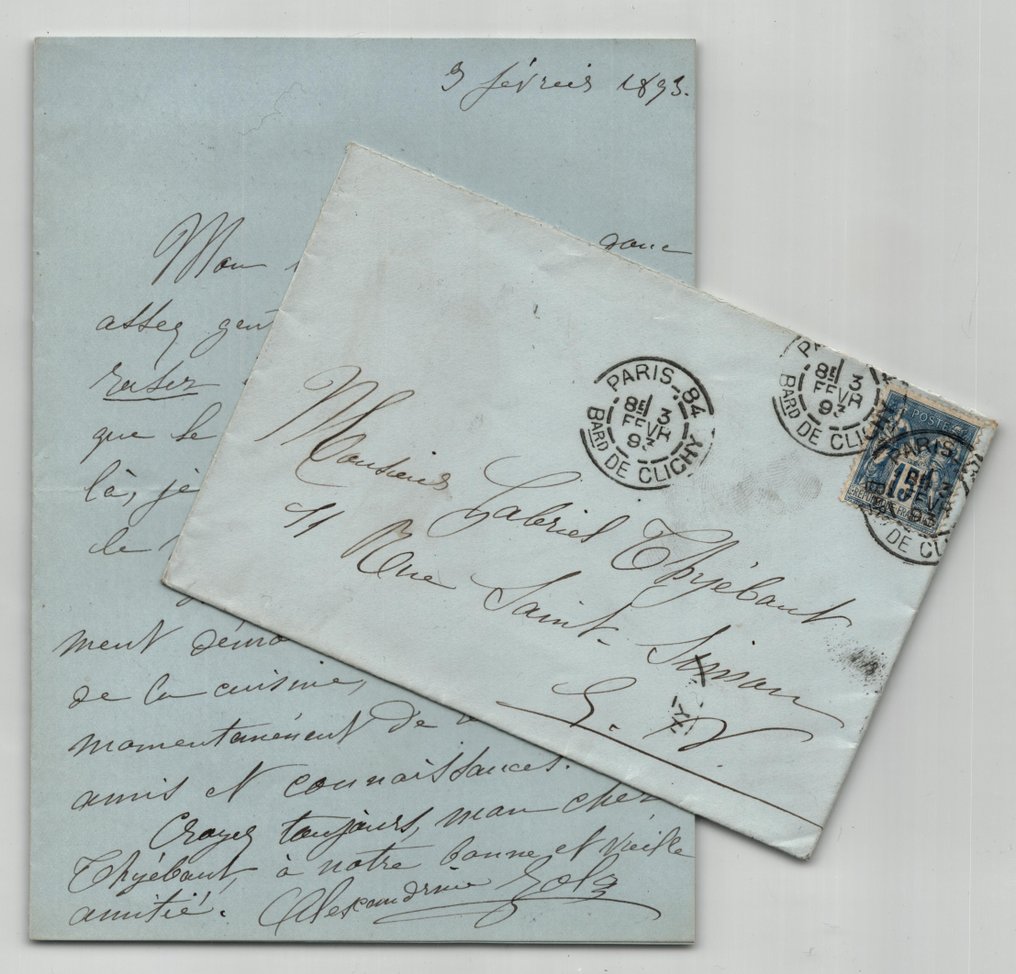 Alexandrine Zola, épouse d'Émile Zola - Lettre autographe signée - « le Baron et Coppée seront là » - 1893 #1.0
