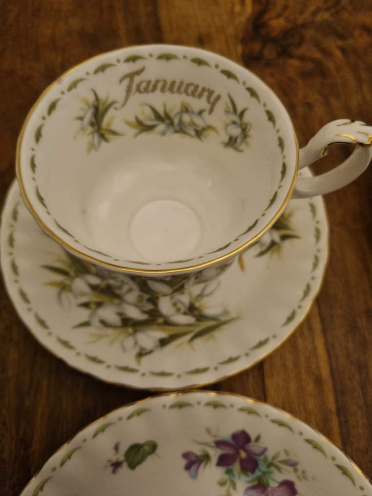 Royal Albert - Coffee set for 6 (6) - Flowers of the Month - Porcelain, Bone #1.0