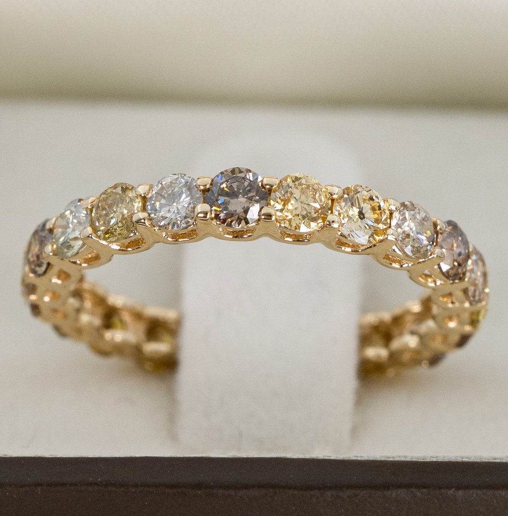 χωρίς τιμή ασφαλείας - Δαχτυλίδι - 14 καράτια Κίτρινο χρυσό -  2.06ct. tw. Διαμάντι (Φυσικού χρώματος) - ΙΓΙ #1.0