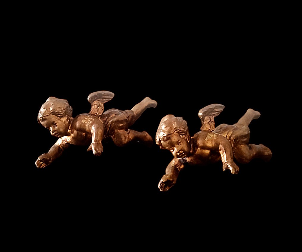 Γλυπτό, "Angeli in volo" - 1930 Ca - 20 cm - Ξύλο #3.2