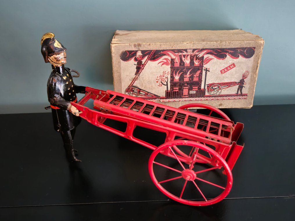 George Adam Mangold/ Gama - Carro de lata - Firemen with Cart and ladder - 1920-1930 - Alemanha #4.3