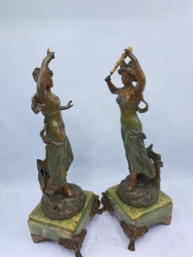 雕塑, "rayon de soleil" & "goute de rossee" - 37 cm - 粗锌 #4.3