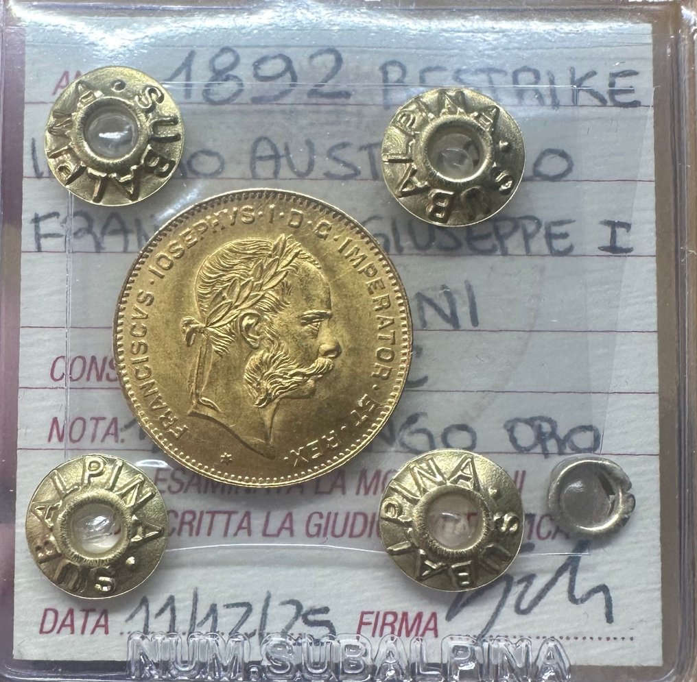Austria. Franz Joseph I. 4 Florins/10 Francs 1892 / Restrike  (No reserve price) #1.0