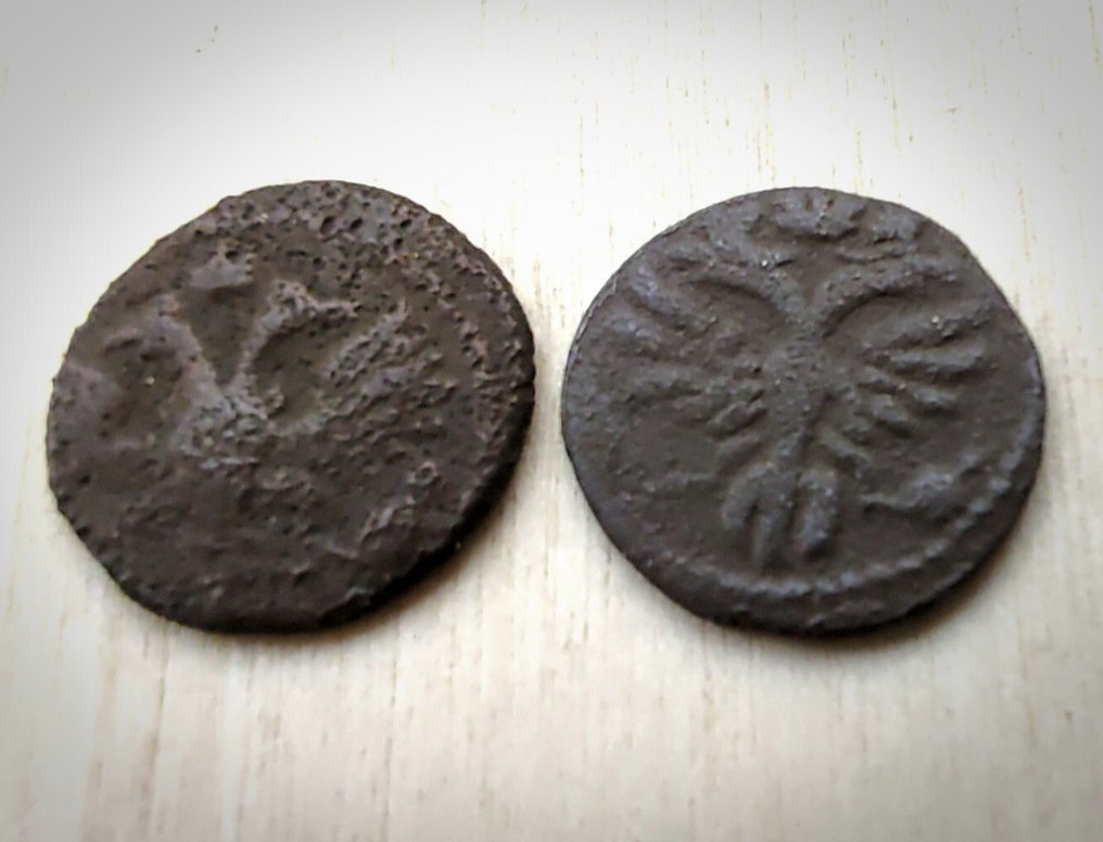 Russia Emperor Peter I, Emperor Nicholas I. 1 polushka, 1 denezhka 1719-1854  (沒有保留價) #4.3