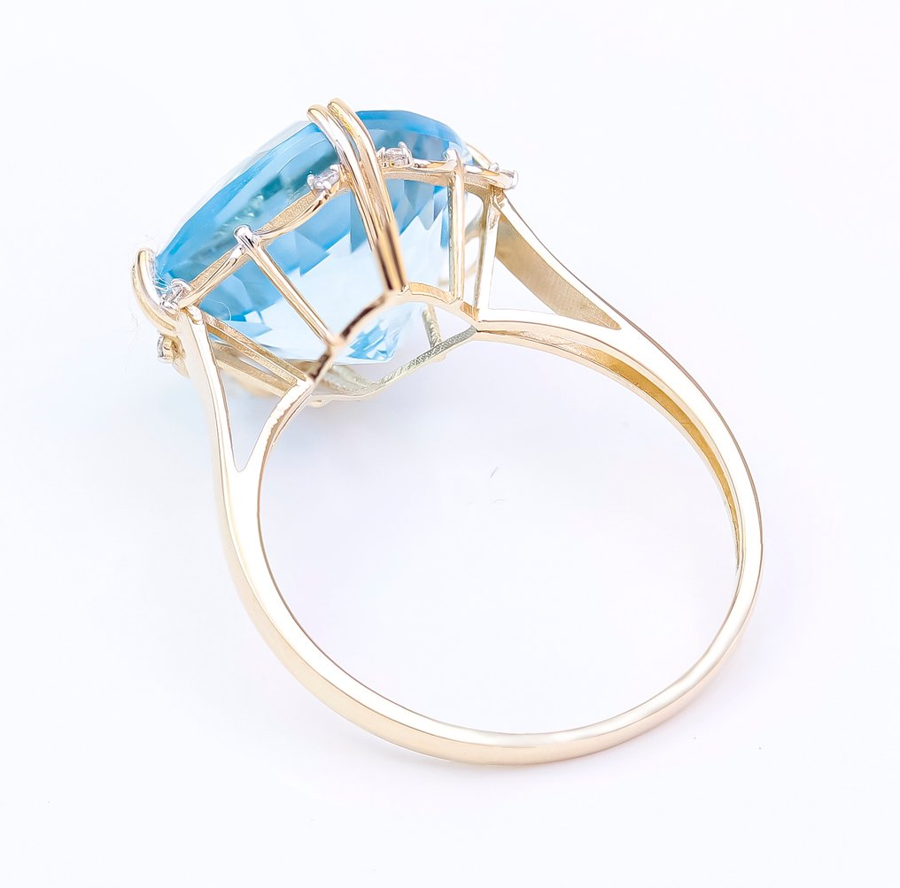 Sans prix de réserve - Bague - 14 carats Or jaune Topaze - Diamant - US-7 #4.3