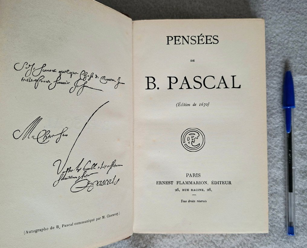 Blaise Pascal - Pensées (Edition spéciale luxe, réimpression édition de 1670) - 1920 #1.0