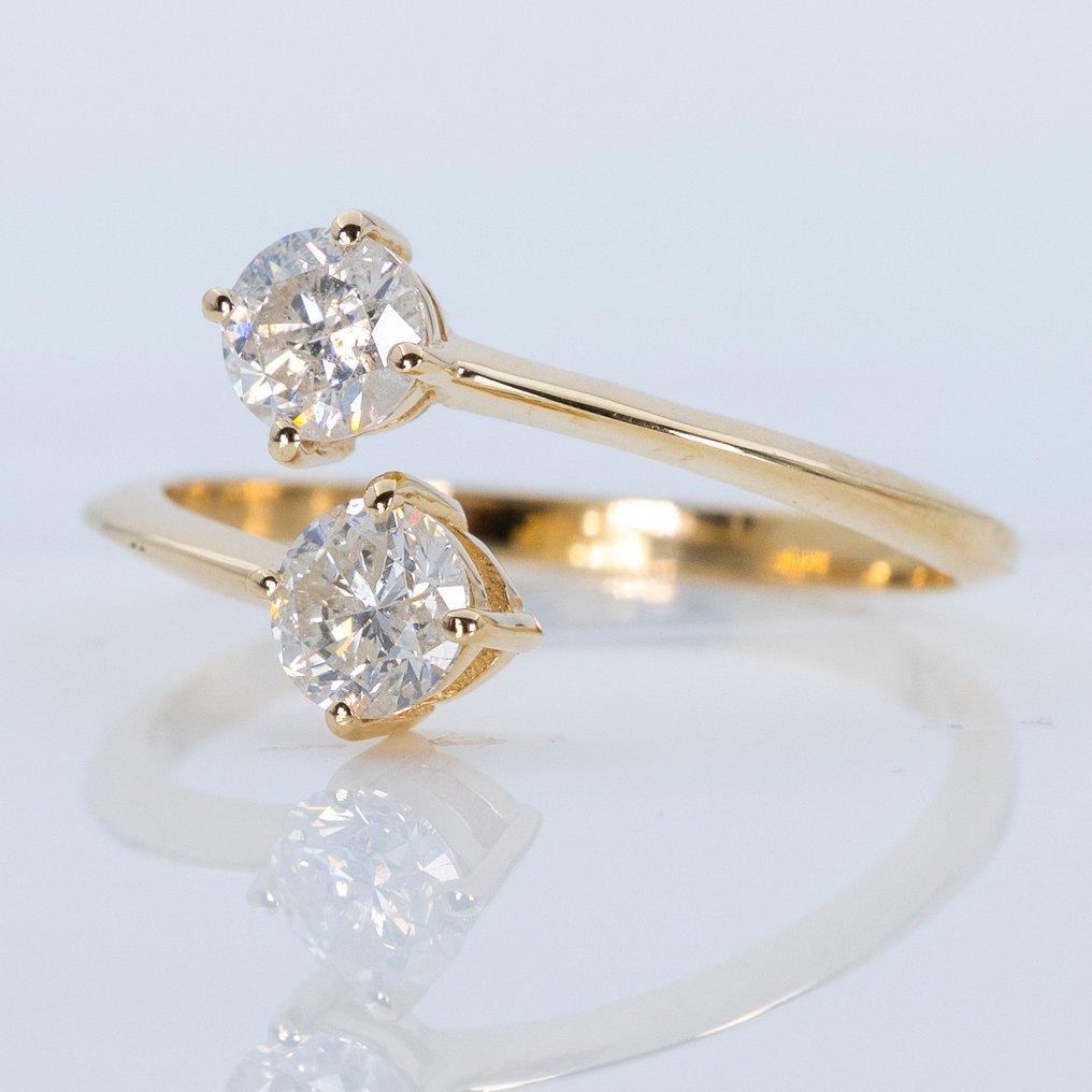 Utan reservationspris - Ring - 14 kt Gult guld - 1.06ct. tw. Diamant (Natural) - GCI #4.3
