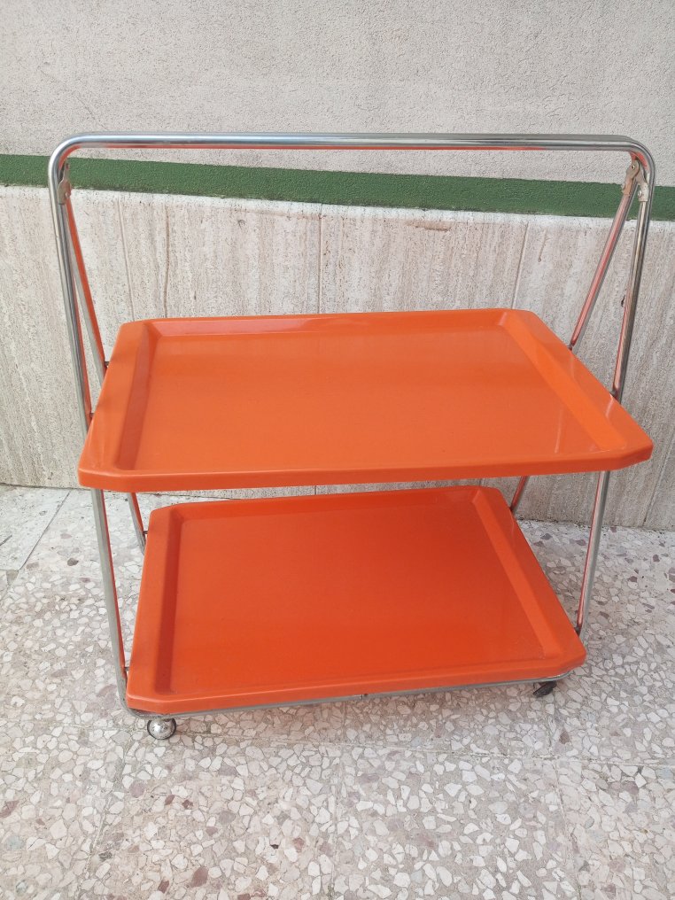 Serving trolley - bar trolley in orange - Plastic, Metal - Serving Trolley #4.3