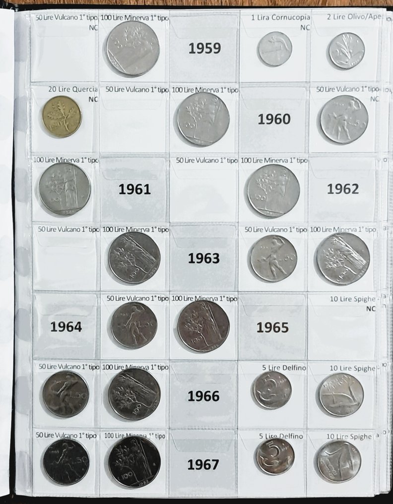 Ιταλία, Δημοκρατία Collezione di oltre 240 monete in Lire raccolte in ordine di anno, con oltre 50 monete altissima (χωρίς τιμή ασφαλείας) #2.1