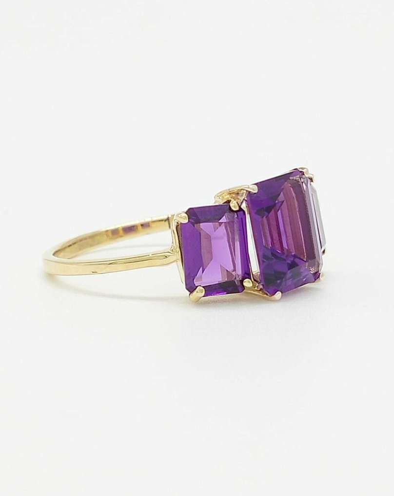 No reserve price - Ring - 14 kt. Yellow gold Amethyst #1.0