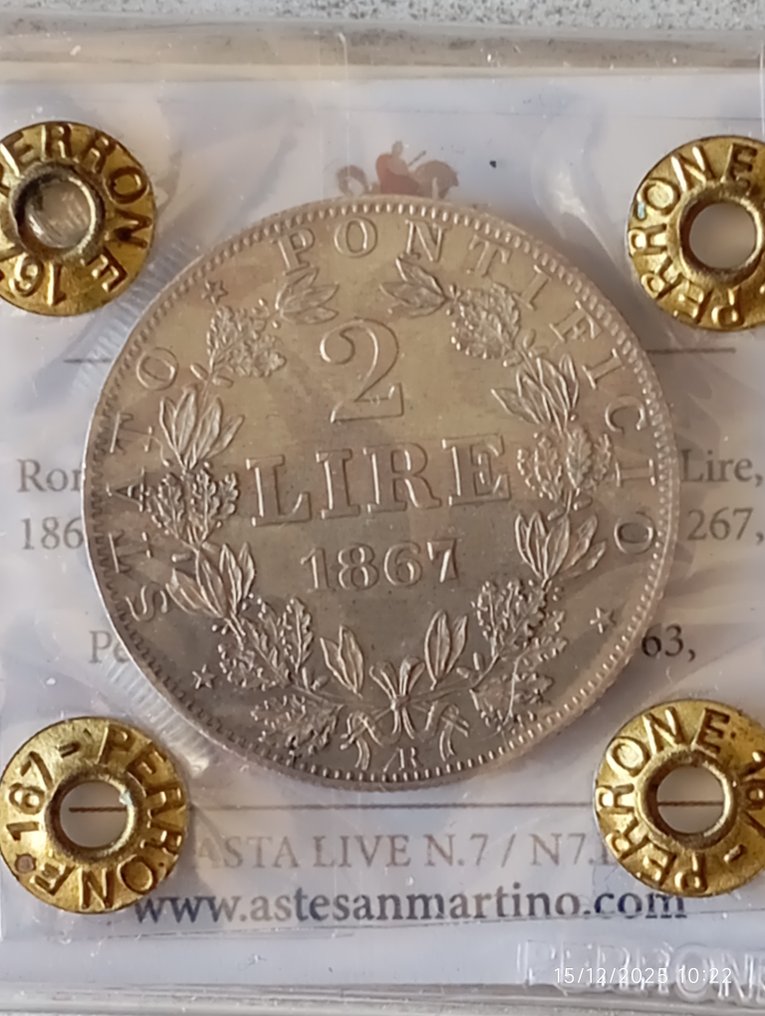 意大利 - 教皇国 Pio IX. 2 Lire 1867 #1.0