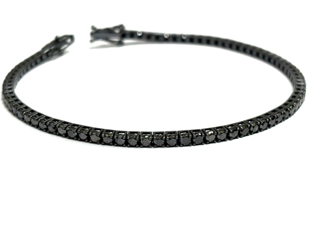 网球手链 - 18K包金 白金 -  8.50ct. tw. 钻石 (经彩色处理)  - 意大利制造 #3.2