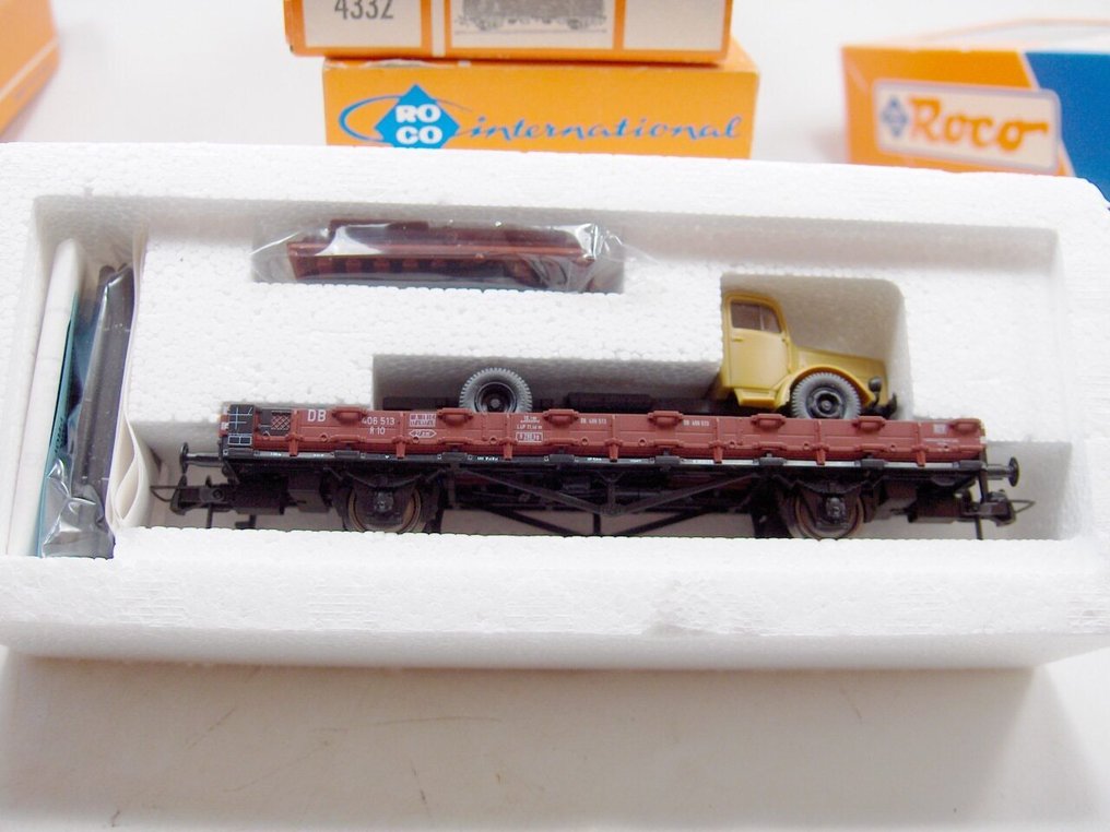 Roco H0 - 46090/4332/4390A/47920/46480/46034 - Τρένο μοντελισμού μεταφοράς εμπορευμάτων (6) - 6x φορτηγά βαγόνια - DB #4.3
