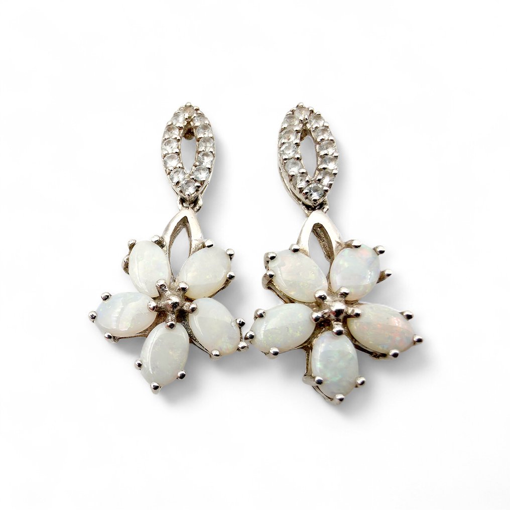 Nincs minimálár - Drop fülbevaló Ezüst - Opál (Tanúsított) #1.0