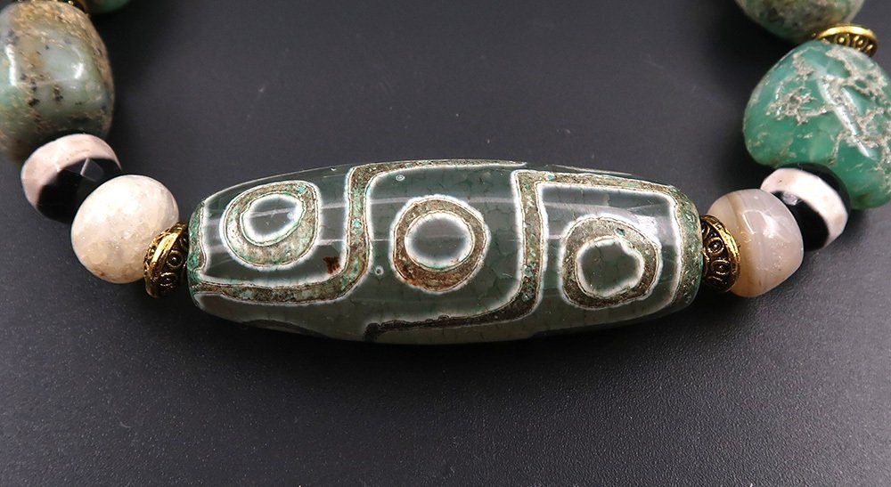 Pulsera budista - Dzi de 9 ojos - Prosperidad material y espiritual - Cierre oro 14K GF - Pulsera #4.3