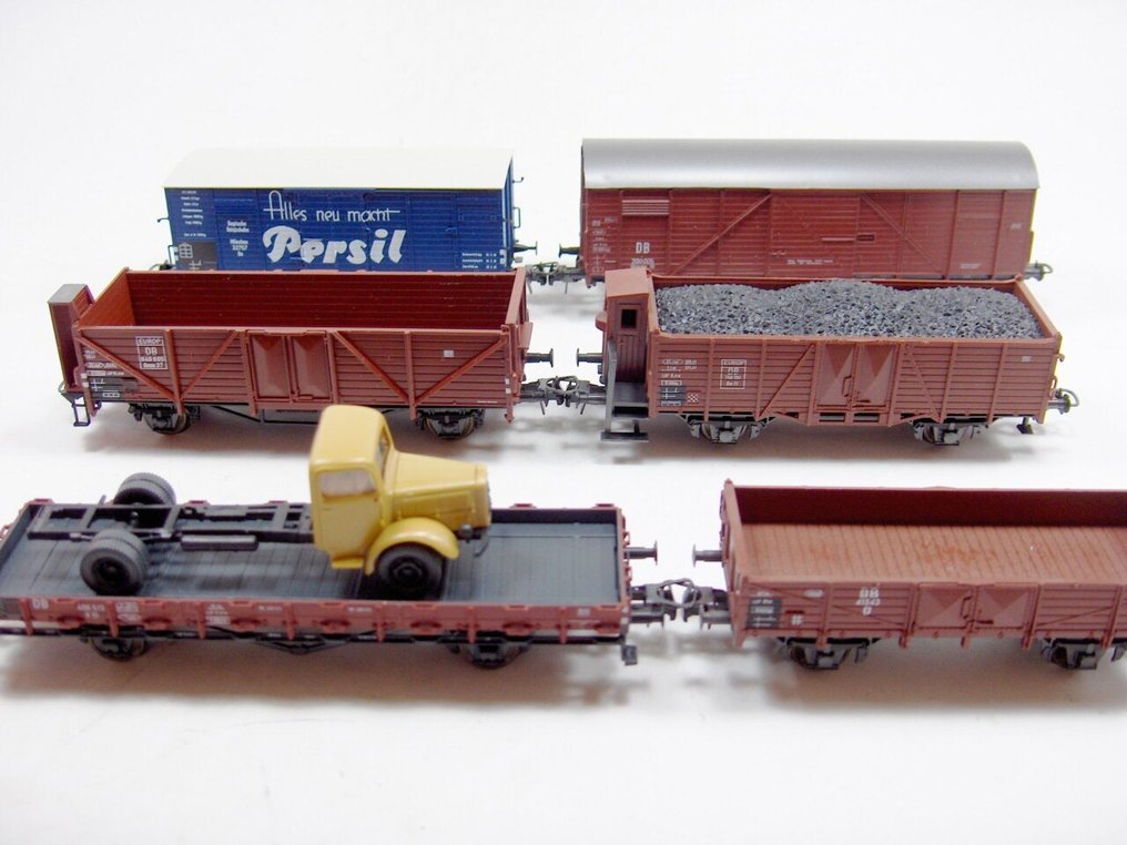 Roco H0 - 46090/4332/4390A/47920/46480/46034 - Τρένο μοντελισμού μεταφοράς εμπορευμάτων (6) - 6x φορτηγά βαγόνια - DB #1.0