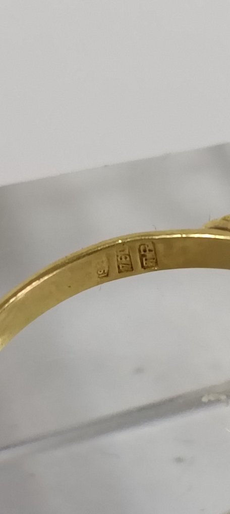 Bague - 18 carats Or jaune Aigue-marine - Or 750 #2.1