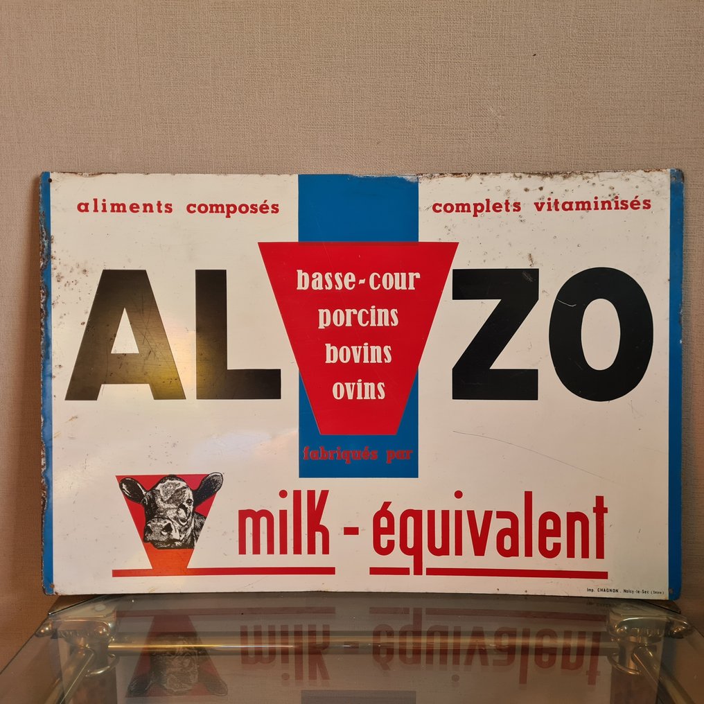 Voeders Alzo - Ca 1950 - Aliments Alzo - Πινακίδα - Μέταλλο #1.0