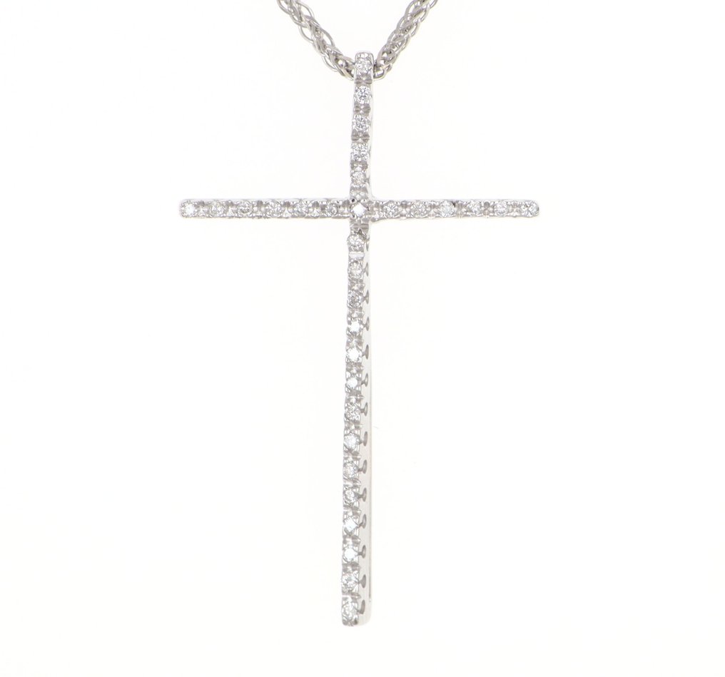 Sem preço de reserva - Colar com pingente - 18 K Ouro branco Diamante (Natural)  #1.0