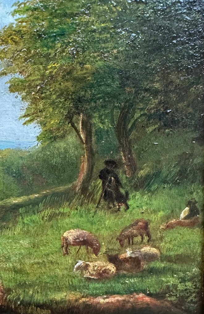 École néerlandaise (XIX) - Herder met hond en kudde #3.2