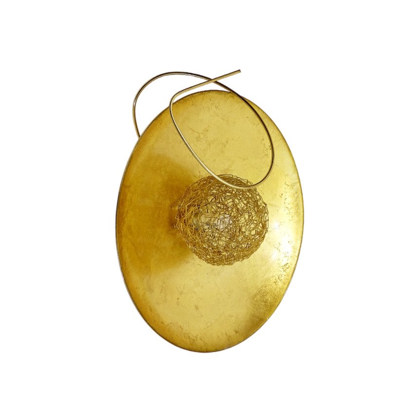 Minitallux - Marco Pagnoncelli - Padella - Plafondlamp - Rara wand- of plafondlamp model 'Padella' - Staal, Messing, Glas, goudblad #1.0