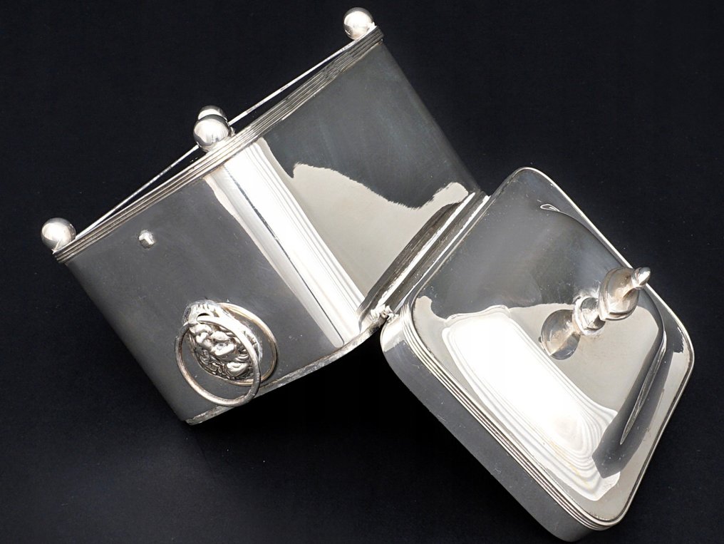 饼干盒 - 意大利纯银茶/糖盒 – 佛罗伦萨金匠 Pini Sernissi & C. – 800 银 – 355 - .800 银 #4.3