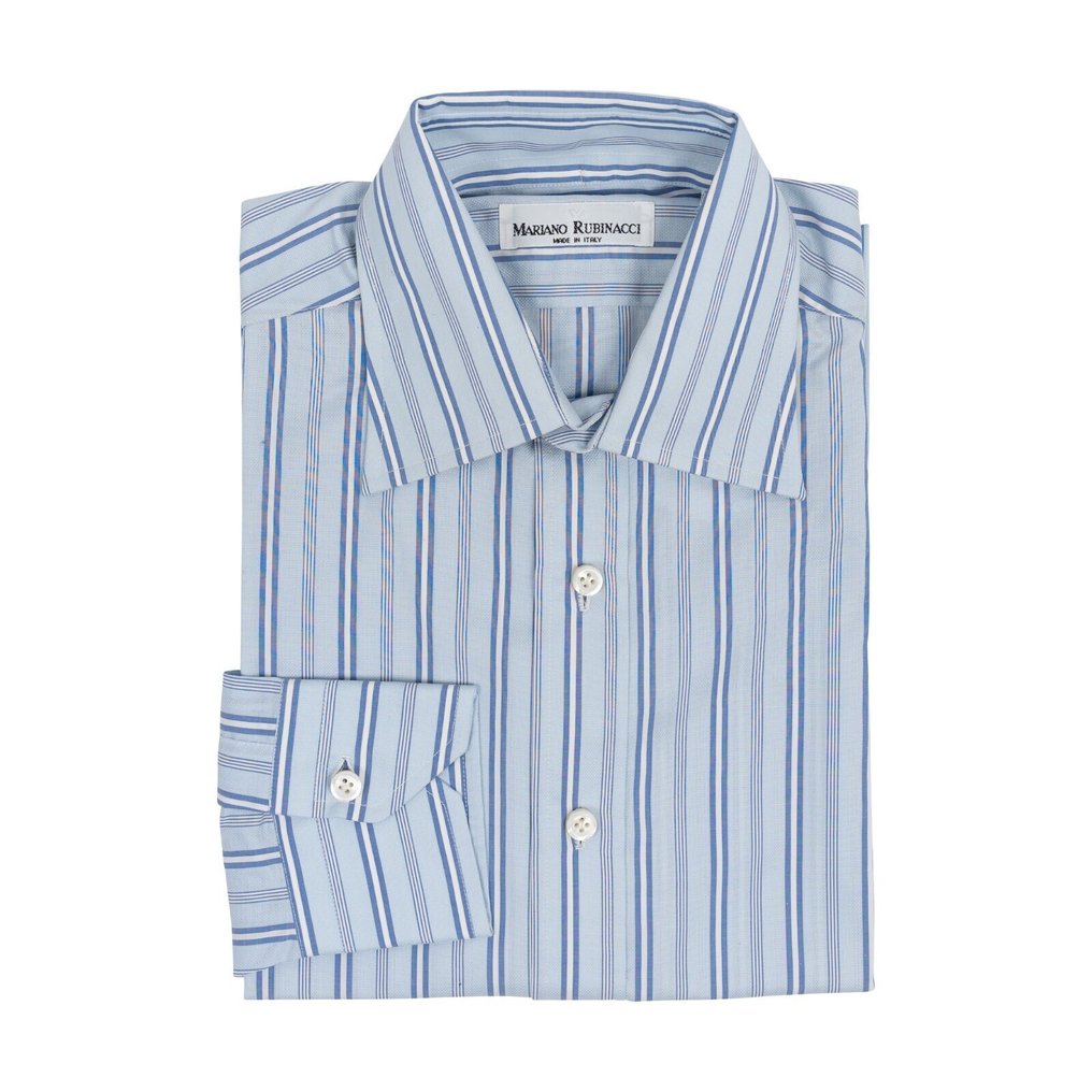 RUBINACCI NAPOLI RRP 520€ Blue Hand-Sewn Striped Shirt Cotton Classic Fit 1S - 16 - 41 - Camicia - Nuovo con etichette #4.3