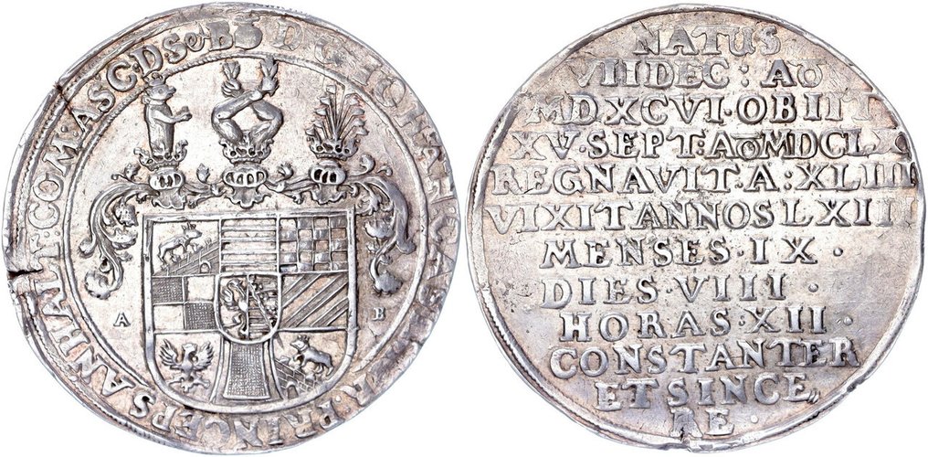 Tyskland, Anhalt-Dessau. Johann Casimir 1618-1660. Reichstaler 1660, Berlin Auf seinen Tod. #2.1