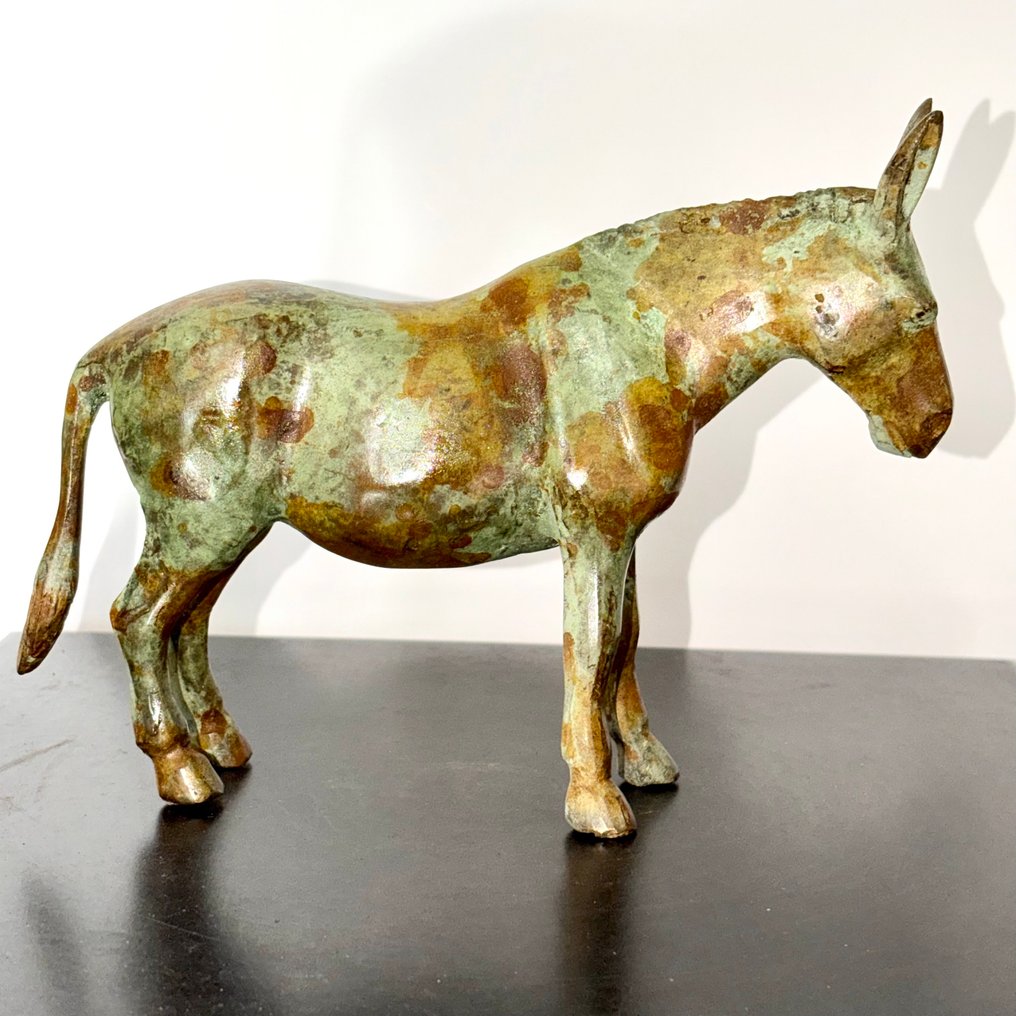 Abdoulaye Derme - Rzeźba, Âne stylisé en bronze à patine ancienne - 16 cm - Brąz patynowany #1.0