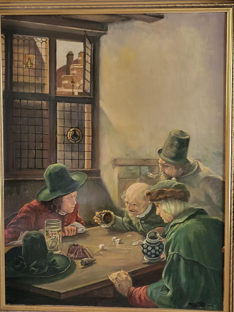 Frits Pieters (1915-2002) - Mannen aan het dobbelen. #3.2