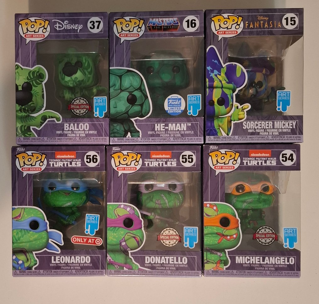 Funko  - Funko Pop Pop! Art Series Baloo; He-Man; Sorcerer Mickey; Leonardo; Donatello; Michelangelo - 2010-2020 - Πορτογαλία #1.0