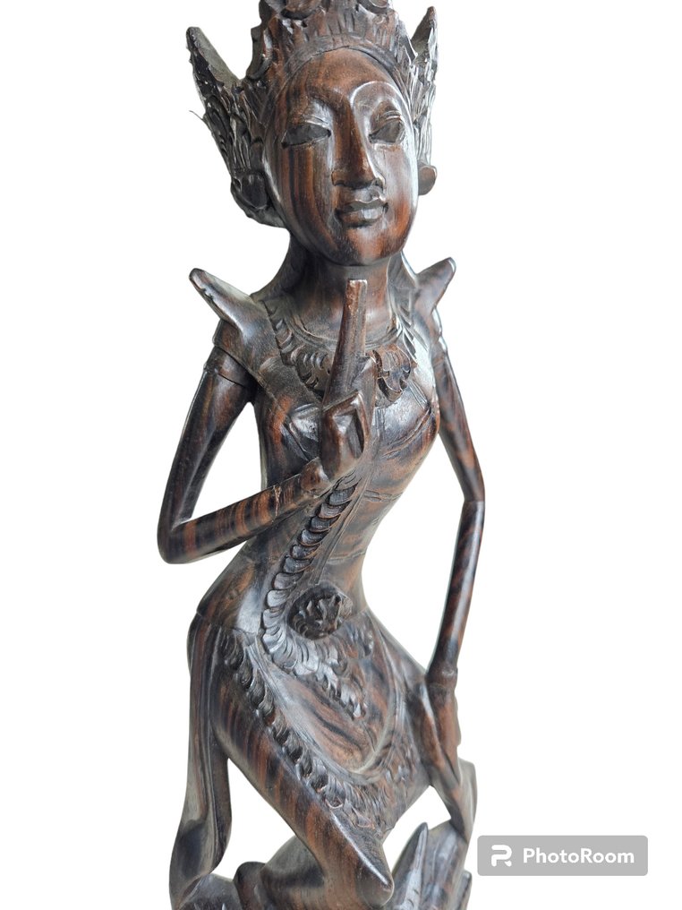 Χειροποίητο ξύλινο γλυπτό Μπαλινέζικης τέχνης – Χορεύτρια ναού / Θεά - Ινδονησία - Late 20th century #3.2