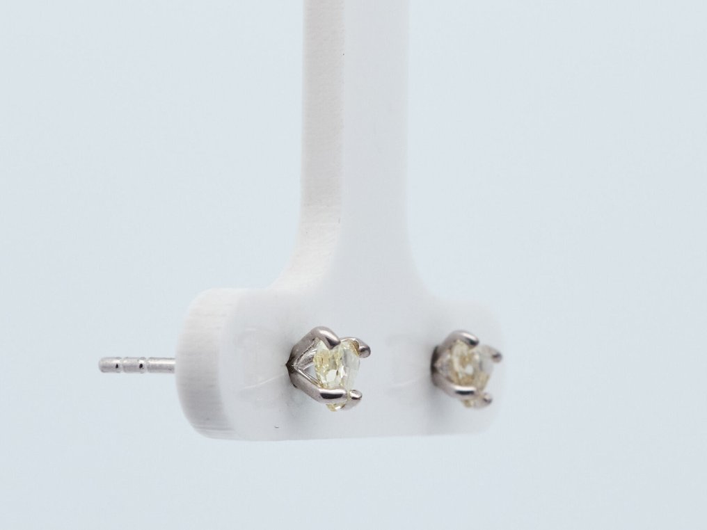 沒有保留價 - 耳環 - 14 克拉 白金 -  0.45ct. tw. 鉆石 (天然彩色) #2.1