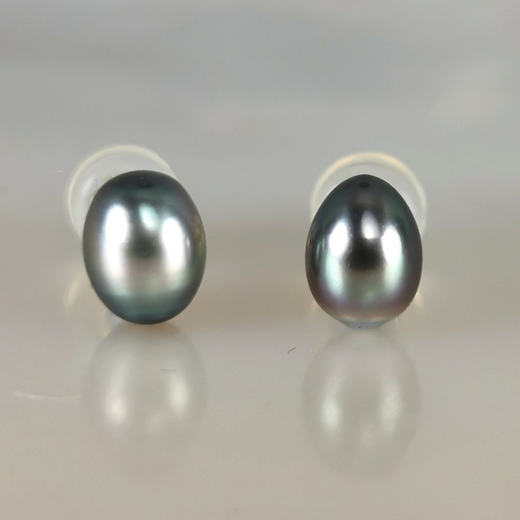沒有保留價 - 耳環 - 18 克拉 黃金 珍珠 - Keshi Tahiti Ø 5,3x6,9 毫米 #1.0