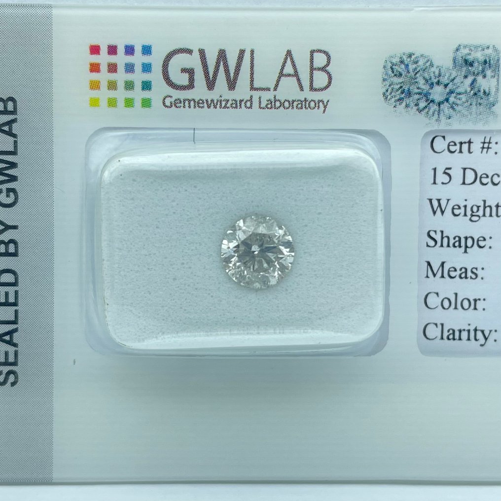 Ingen mindstepris - 1 pcs Diamant  (Natur)  - 0.96 ct - Rund - E - SI3 - Gemewizard Gemological Laboratory (GWLab) #1.0