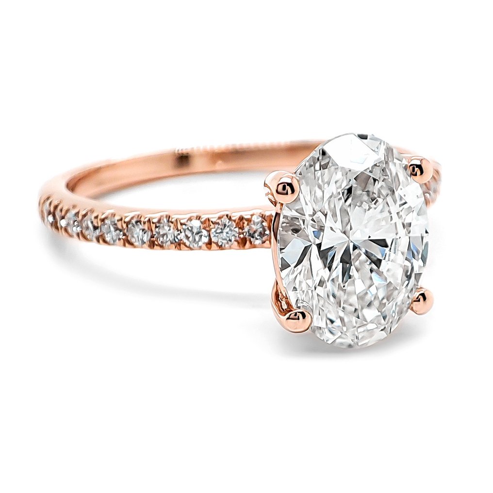 Ei pohjahintaa - Sormus - 14 kt. Ruusukulta -  2.09ct. tw. Timantti (Laboratoriossa kasvatettu) - Timantti - IGI Certified #1.0