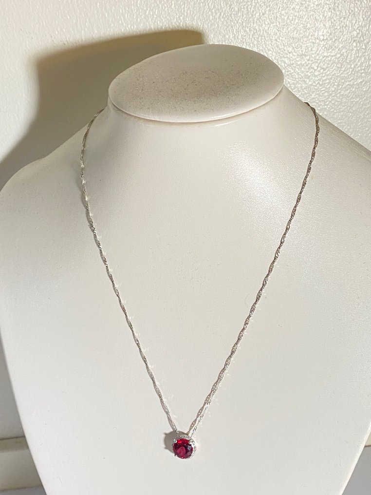 Sem preço de reserva - Colar com pingente - 18 K Ouro branco Espinela - Diamante #1.0