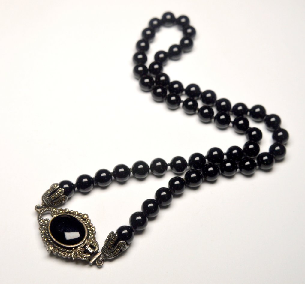 Onyx - 925 Silver - 47,1g - Necklace - Art Deco #1.0