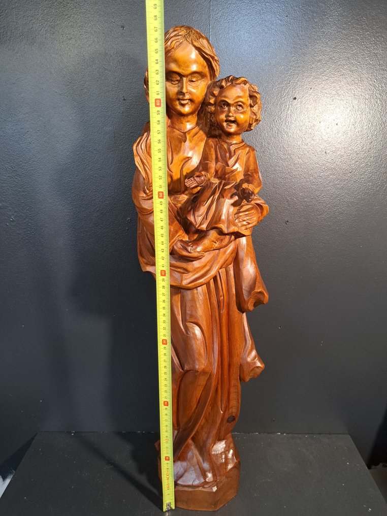 H Schink - Statue, GROOT Maria beeld - 70 cm - Træ #1.0
