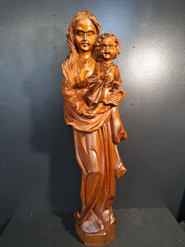 H Schink - Statue, GROOT Maria beeld - 70 cm - Træ #1.0