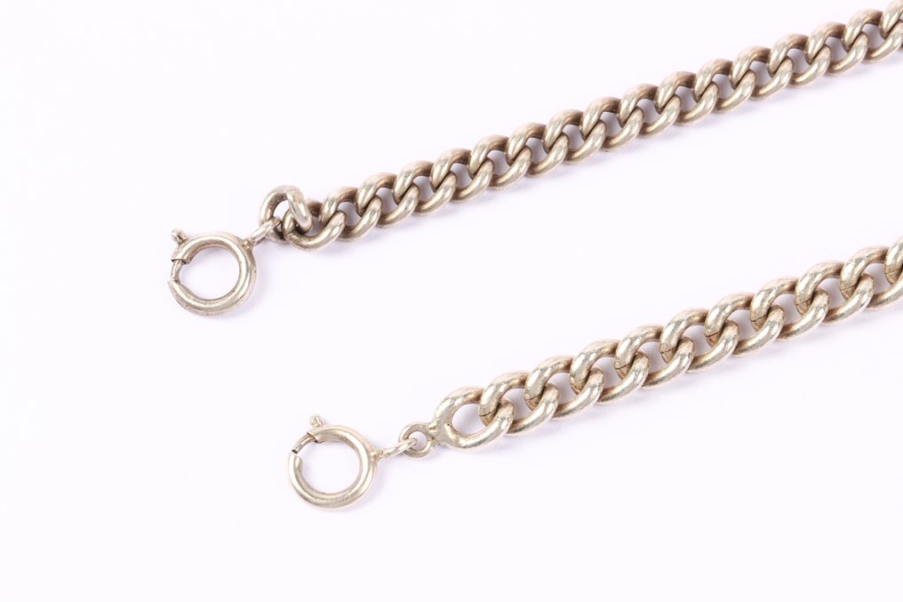 No reserve price - Bracelet Silver - 2 antique curb link #1.0