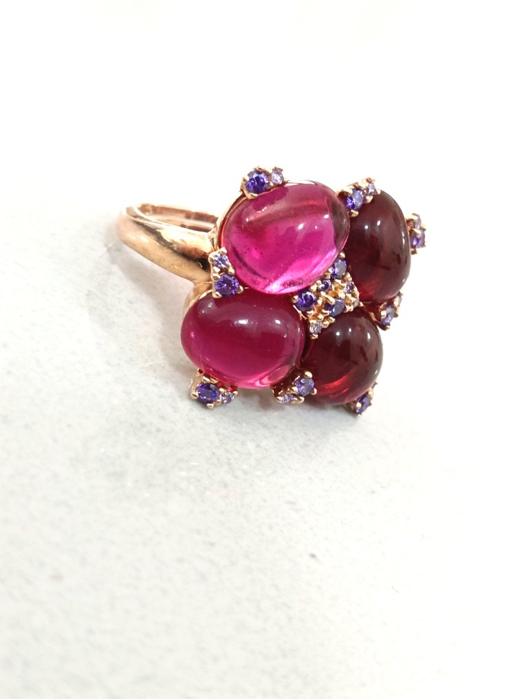 No reserve price - Ring Silver Ruby - Amethyst #1.0