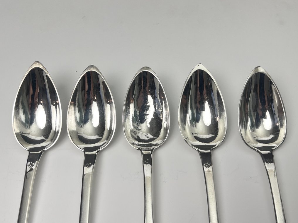 Henri-Louis Chenailler Paris - Σετ μαχαιροπήρουνων (5) - Γαλλική Αυτοκρατορία / αρχικό κλασικό στυλ - .950 silver - Κουταλάκια φαγητού. #2.1