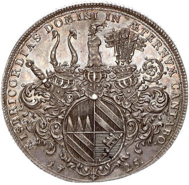 Tyskland, Würzburg, bispedømme. Christoph Franz von Hutten 1724-1729.. Reichstaler 1725, Nürnberg Signatur N (Paul Gottlieb Nürnberger). #1.0