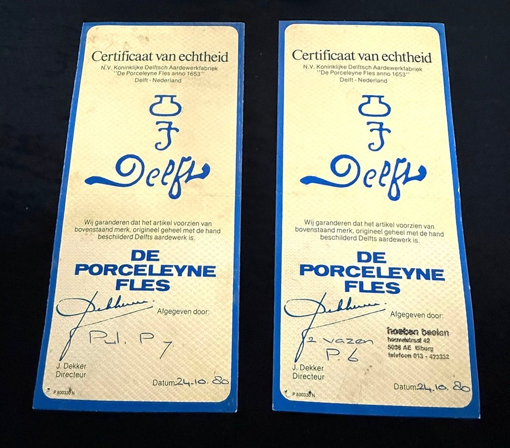 De Porceleyne Fles, Delft - Βάζο (3) - Χειροποίητα ζωγραφισμένη κεραμική - Σετ κουτιά 3 τεμαχίων. #1.0