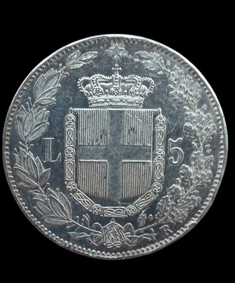 Ιταλία, Βασίλειο Umberto I. 5 Lire 1879 - Fondi lucenti #1.0