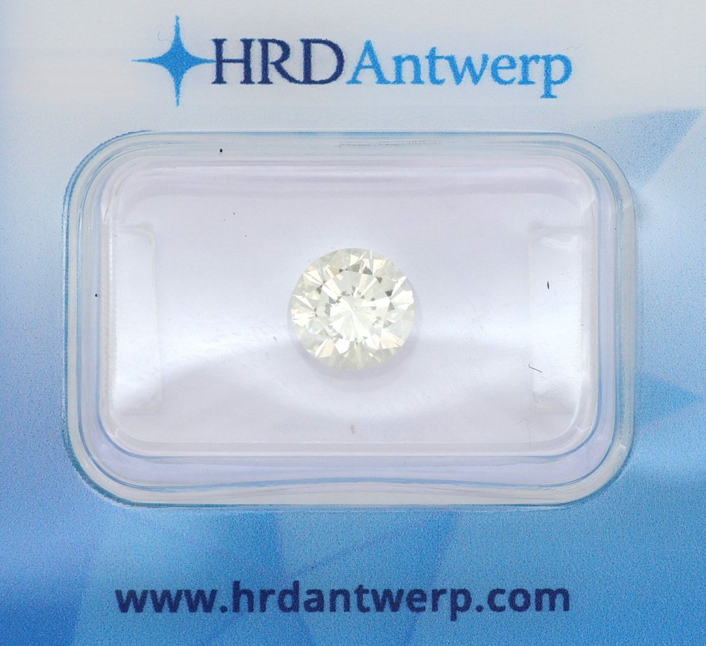1 pcs 鑽石  (天然)  - 1.34 ct - 圓形 - L(輕微黃、帶有輕微黃的折射色) - VS2 - HRD Antwerp #1.0