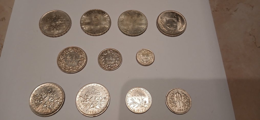 Ελβετία, Γαλλία, Αυστρία. Lotto di 11 monete europee d'argento, 1894/1964  (χωρίς τιμή ασφαλείας) #1.0