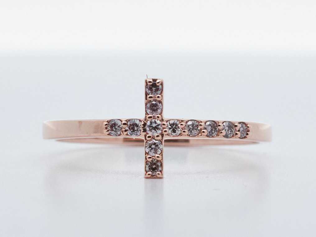 沒有保留價 - 戒指 - 14 克拉 玫瑰金 - 0.12ct. tw. 鉆石 (天然彩色) #1.0