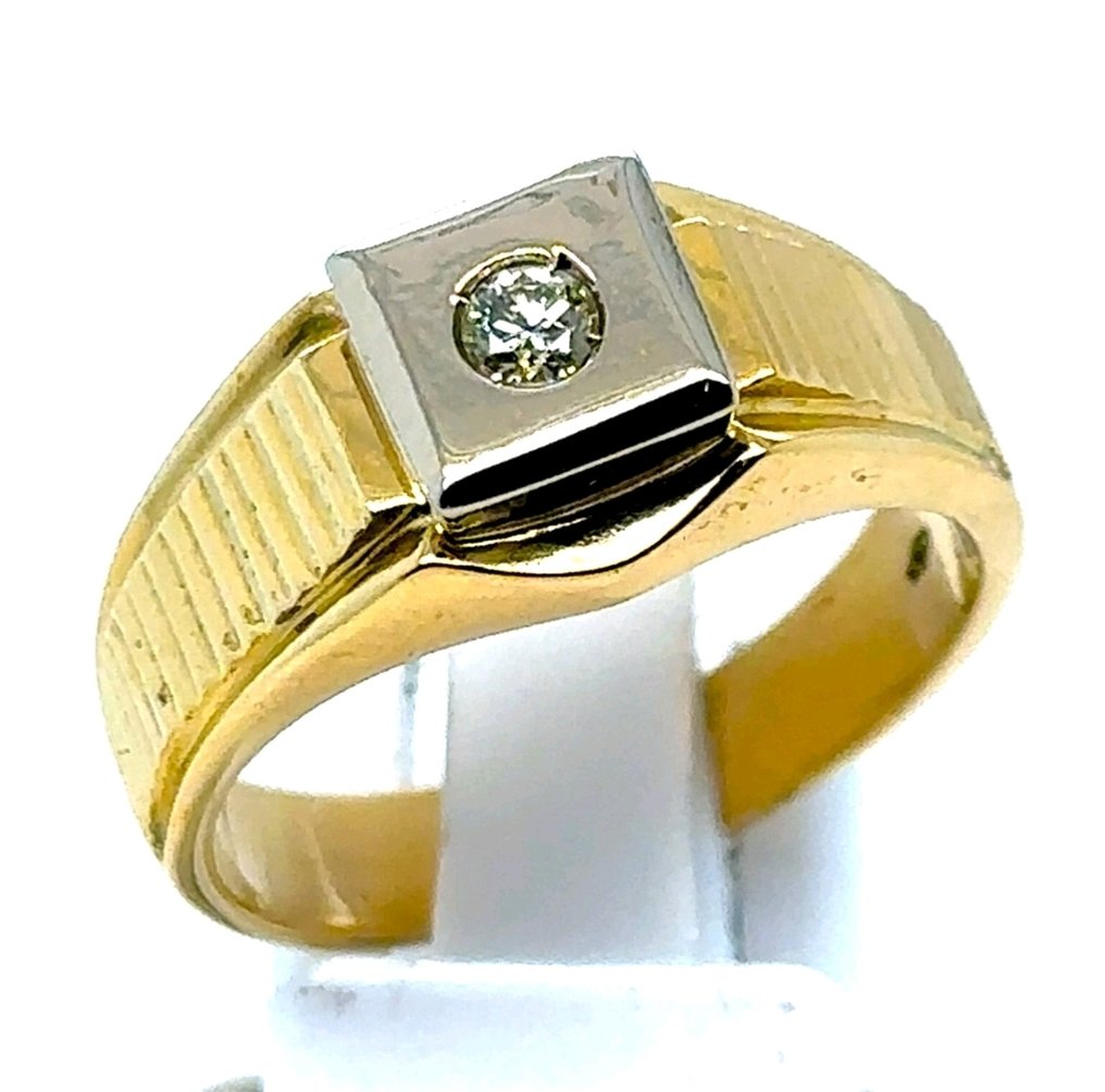 Bague - 18 carats Or jaune, Or blanc - 0.10ct. tw. Diamant (Naturelle) - Certificat Unikat Bicolor #4.3